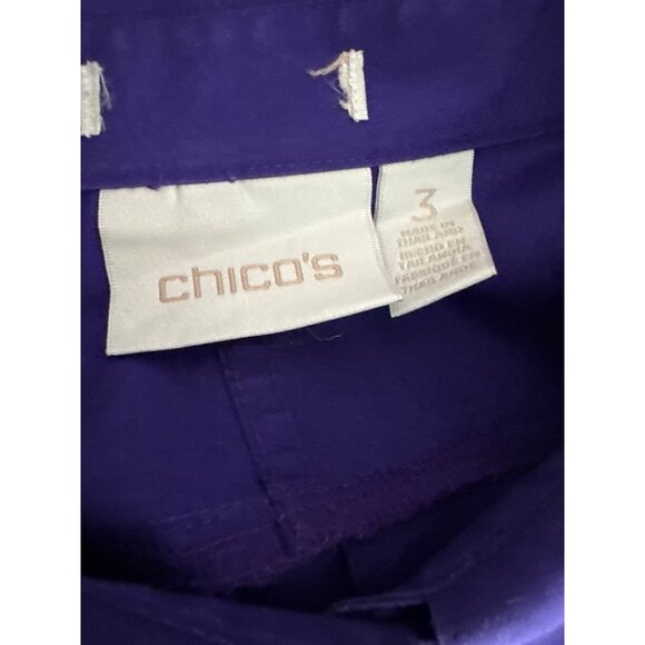 Chicos 3 Womens no iron Long Sleeve tunic Shirt Size XL Purple 100% Cotton - Picture 4 of 4